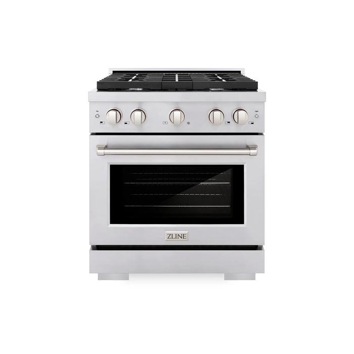 ZLINE 30 in. 4.2 cu. ft. 4 Burner Gas Range with Convection Gas Oven in Stainless Steel (SGR30)