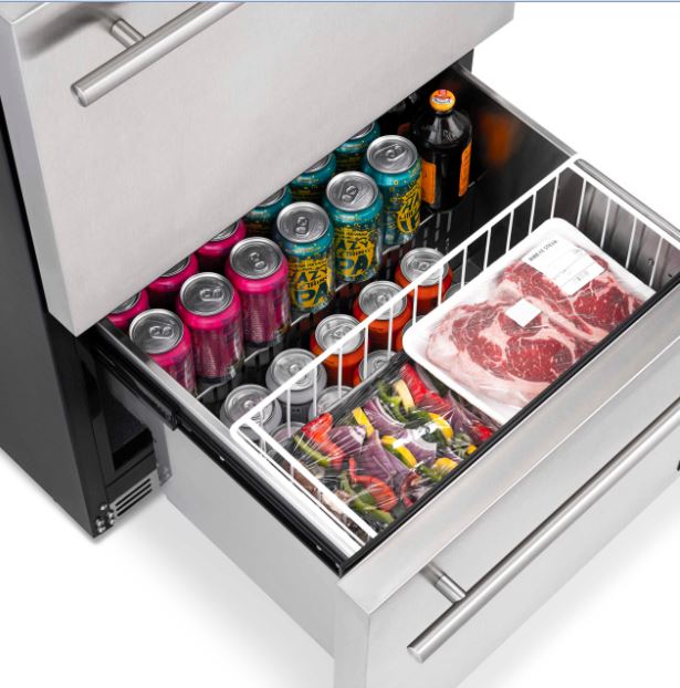 Newair 24” Outdoor Wine and Beverage Dual Drawer Refrigerator, 20 Bottle and 80 Can Capacity
