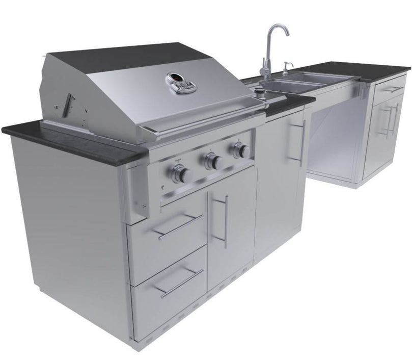 Sunstone Metal Products CABANA 10'-8" ADA Compliant Grill/Burner & Double Sink Island Package SCPCABANA