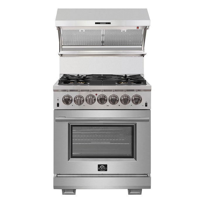 Forno Products Capriasca - Titanium Professional 30" Freestanding Dual Fuel Range 240V Electric Oven and Gas Surface FFSGS6187-30
