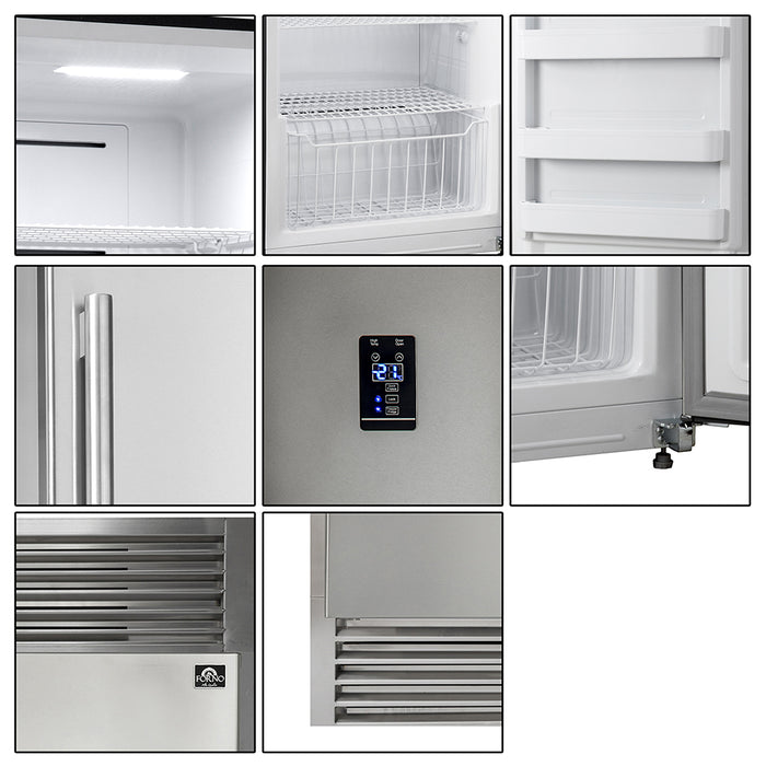 Forno Products Rizzuto - Refrigerator and Freezer (two in one) 60" Wide with 27.6 cu.ft. FFFFD1933-60S  Total Storage  w/ decorative grill allowing ventilation