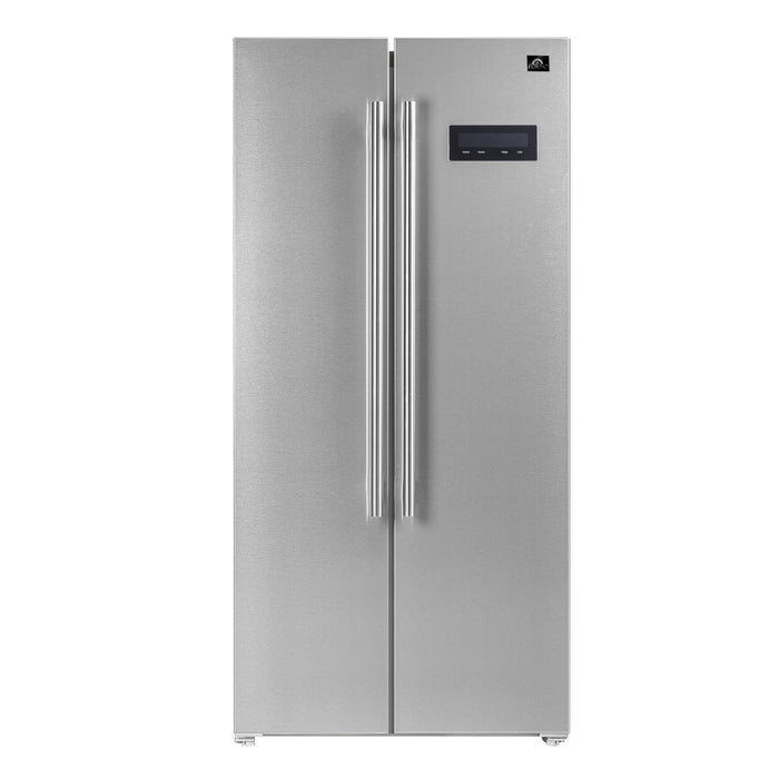 Forno Products Salerno -33" Side by side built-in refrigerator 15.6cuft SS Color, white inside with  handle FFRBI1805-33SB