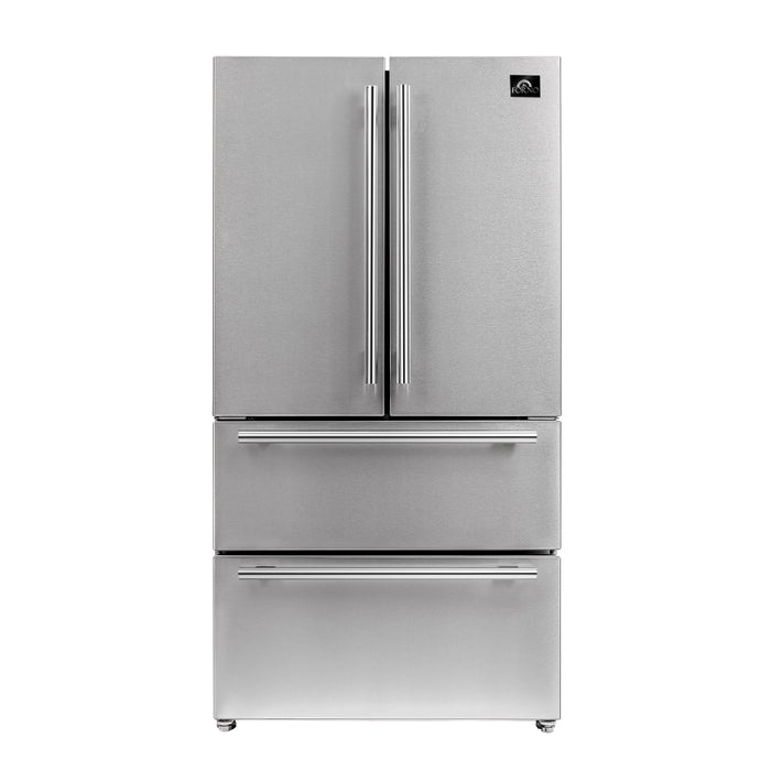 Forno Products Moena - 36" French Door Refrigerator 19cu.ft FFRBI1820-36SB