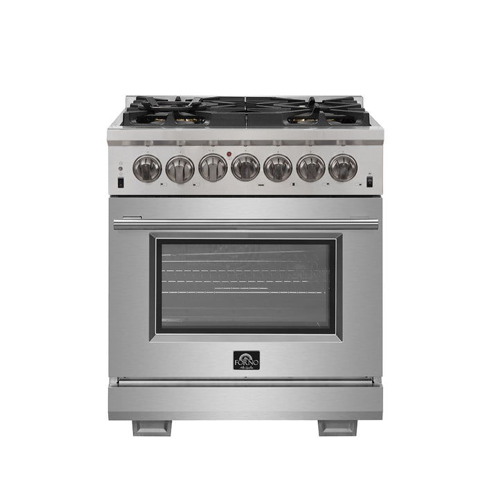 Forno Products Capriasca - Titanium Professional 30" Freestanding Dual Fuel Range 240V Electric Oven and Gas Surface FFSGS6187-30