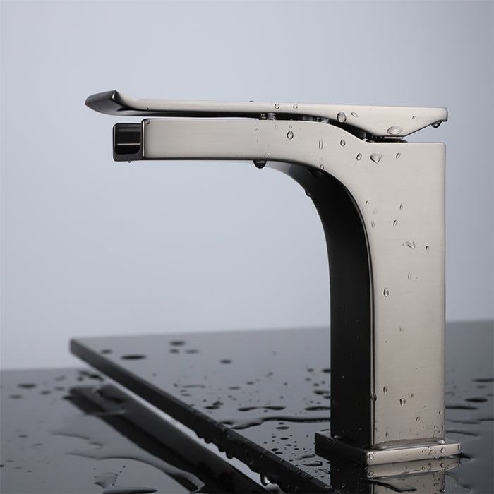 Lexora Balzani Brass Single Hole Bathroom Faucet, Gun Matte Finish