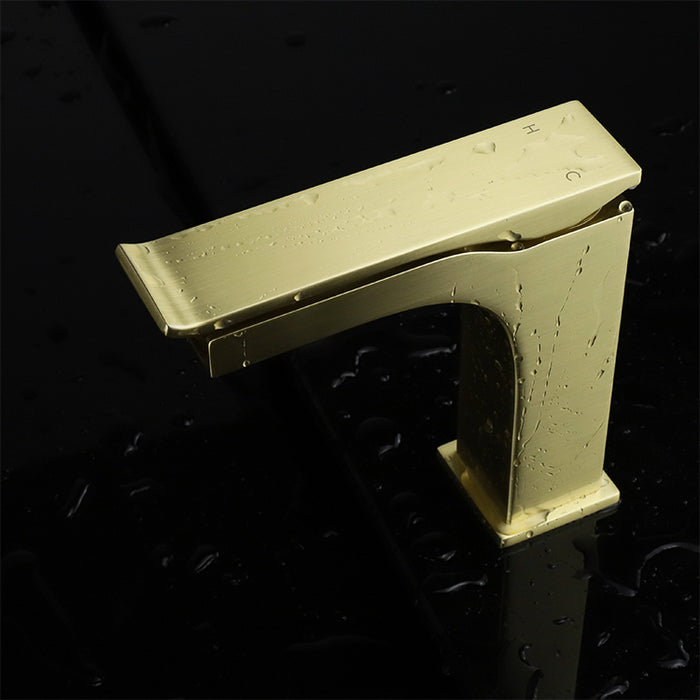 Lexora Balzani Brass Single Hole Bathroom Faucet, Brushed Brass Finish