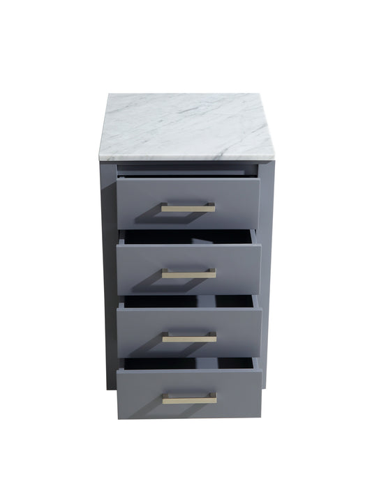 Lexora Jacques 20" Dark Grey Side Cabinet, White Carrara Marble Top