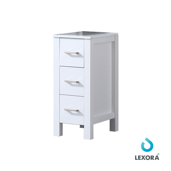 Lexora Volez 12" White Side Cabinet, Phoenix Stone Top
