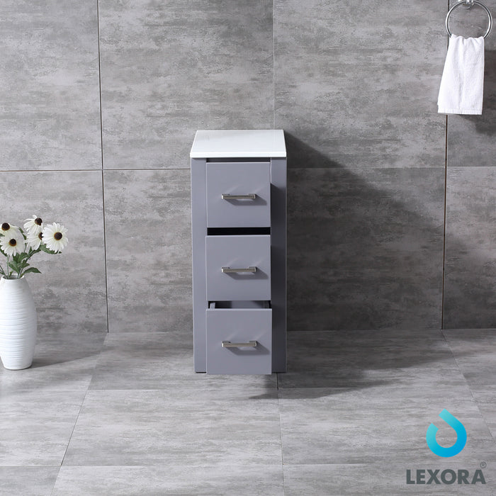 Lexora Volez 12" Dark Grey Side Cabinet, Phoenix Stone Top