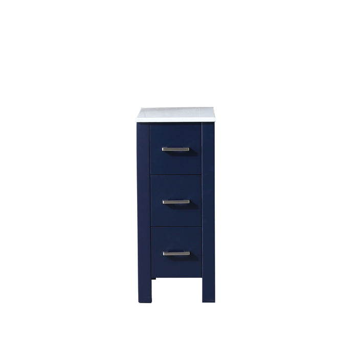 Lexora Volez 12" Navy Blue Side Cabinet, Phoenix Stone Top