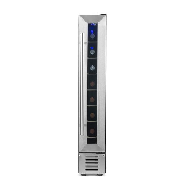 Newair 6" Built-In 7 Bottle Compressor Wine Fridge in Stainless Steel, Compact Size with Precision Digital Thermostat and Premium Beech Wood Shelves  