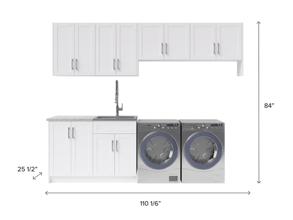 NewAge Products HOME LAUNDRY Room 9 Piece Cabinet Set with 24 in. Sink and Faucet