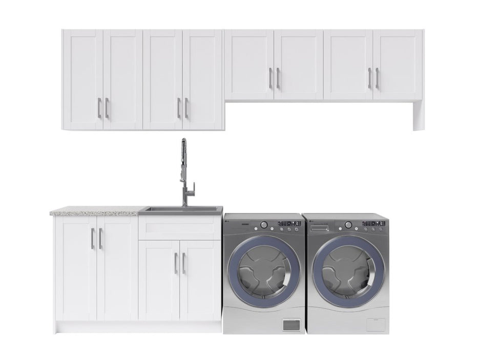 NewAge Products HOME LAUNDRY Room 9 Piece Cabinet Set with 24 in. Sink and Faucet