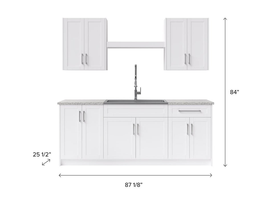 NewAge Products HOME LAUNDRY Room 10 Piece Cabinet Set with Centered Shelf and Sink