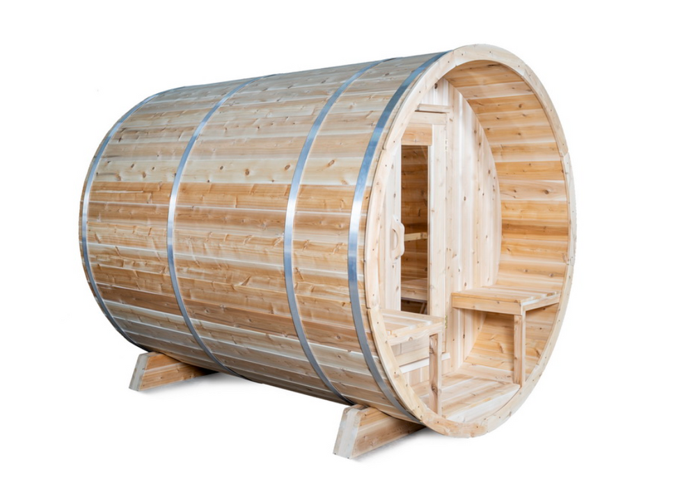 Dundalk Canadian Timber Serenity White Cedar Outdoor Barrel Sauna - Skyland Pro
