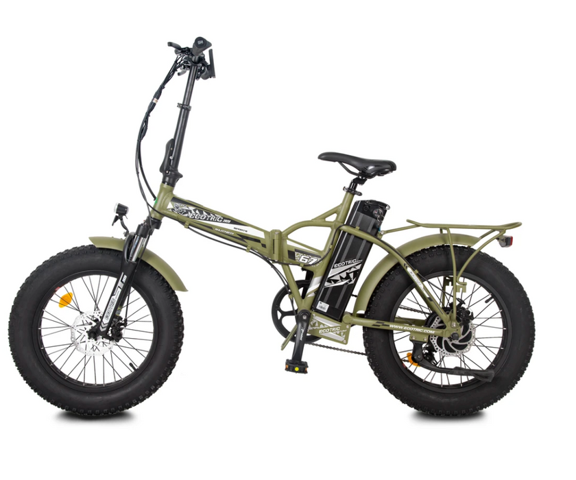 Ecotric 20" 48V 500W Fat Tire Folding Electric Bike-Matte Green - Skyland Pro