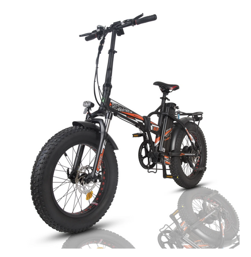 Ecotric 20" 48V 500W Fat Tire Folding Electric Bike-Matte Red and Black - Skyland Pro