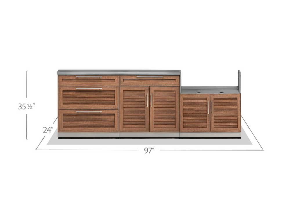 NewAge Products Outdoor Kitchen Grove 3 Piece Outdoor Kitchen Set 65686 with Grill Cabinet, Bar Cabinet, 3-Drawer Cabinet