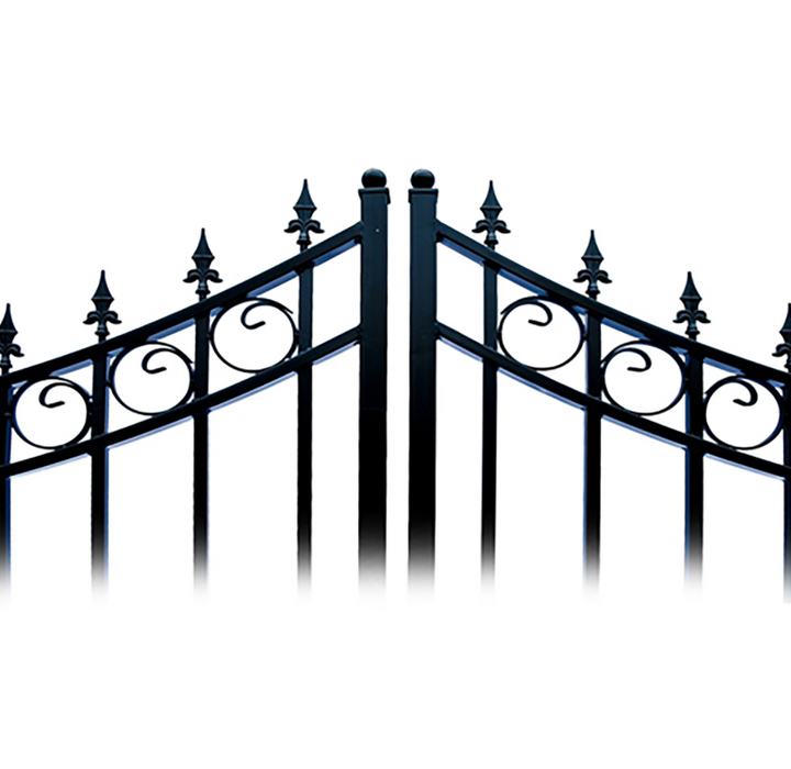 Aleko Steel Dual Swing Driveway Gate - Moscow Style - 12 ft with Pedestrian Gate - 5 ft