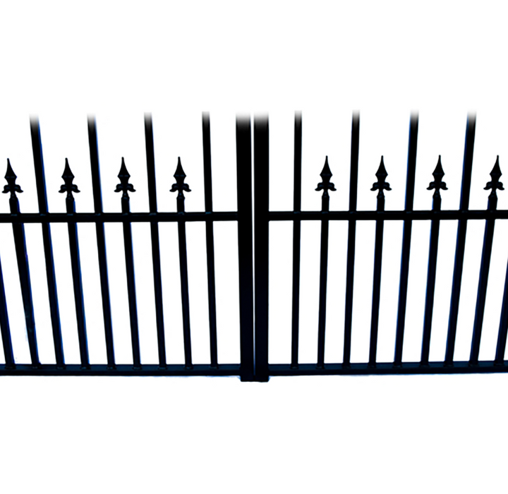 Aleko Steel Dual Swing Driveway Gate - Munich Style - 14 ft with Pedestrian Gate - 5 ft