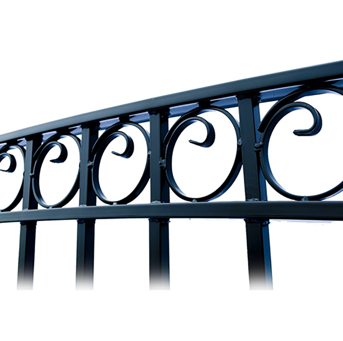 Aleko Steel Dual Swing Driveway Gate - Paris Style - 16 ft with Pedestrian Gate - 5 ft