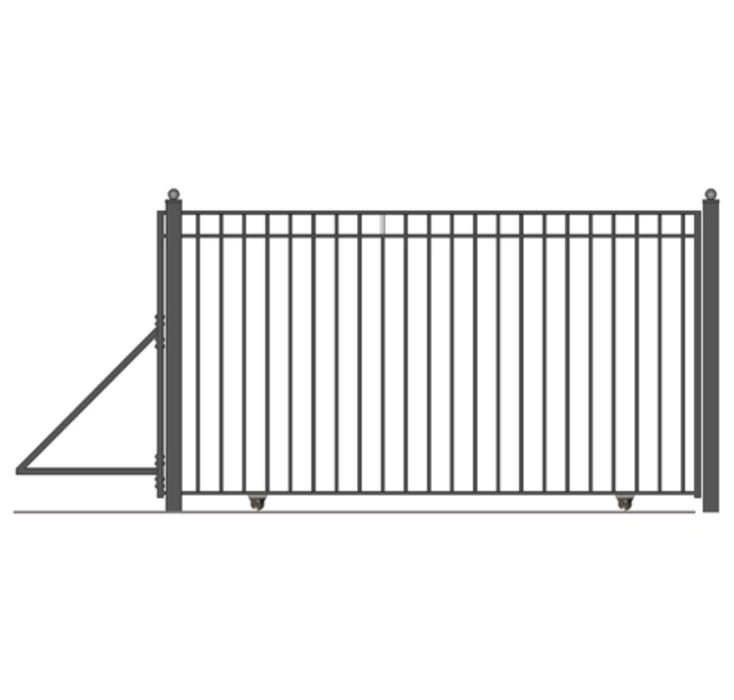 Single Slide Steel Driveway Gate - Madrid Style - 14 x 6 Feet
