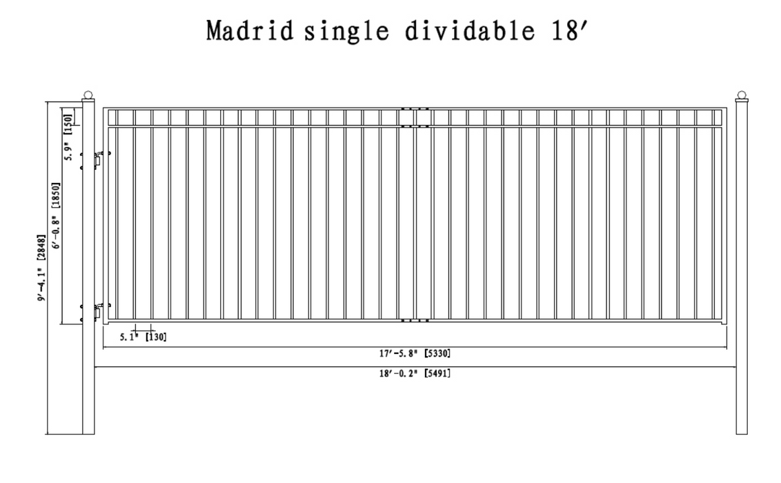Aleko Steel Single Swing Driveway Gate - Madrid Style - 18 x 6 Feet