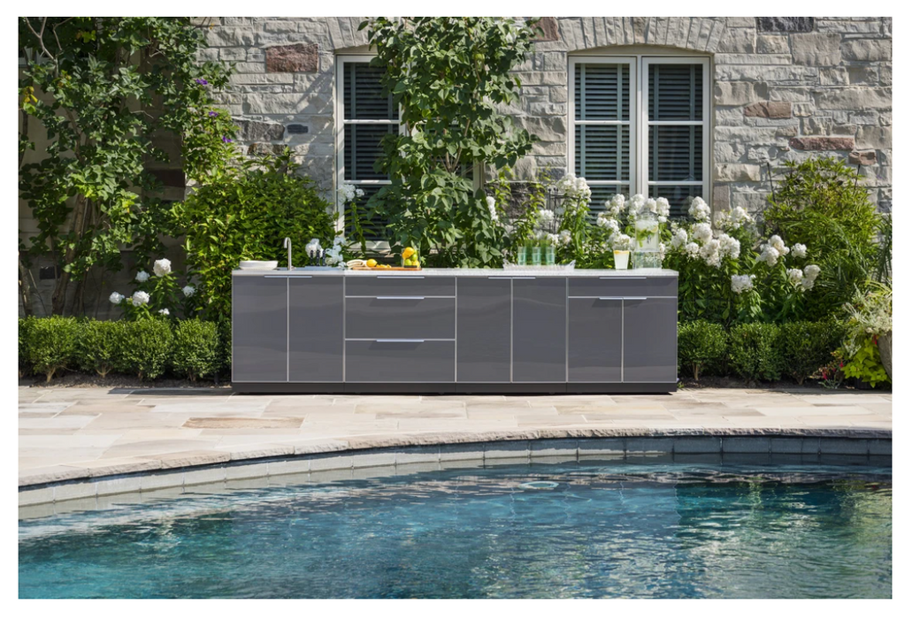 NewAge Products Outdoor Kitchen Aluminum 2 Piece Cabinet Set with 3-Drawer and 2-Door Cabinet Set 65311