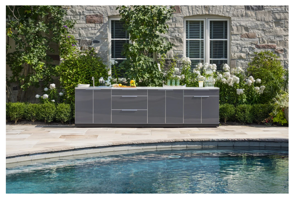 Modular Outdoor Kitchen Cabinets Aluminum 5 Piece Cabinet Set with 2-Door Cabinet, Bar Cabinet, Grill Cabinet and Corner Cabinets 65285