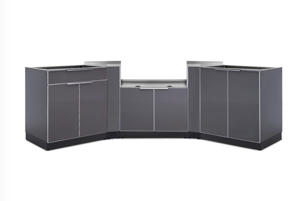 Modular Outdoor Kitchen Cabinets Aluminum 5 Piece Cabinet Set with 2-Door Cabinet, Bar Cabinet, Grill Cabinet and Corner Cabinets 65285