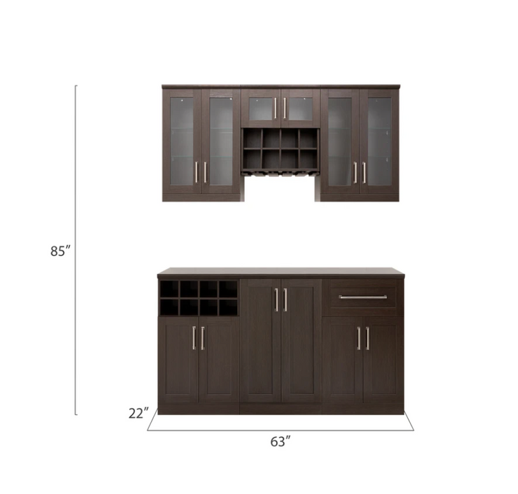 NewAge Products 21" Home Bar 6 Piece Cabinet Set 62533
