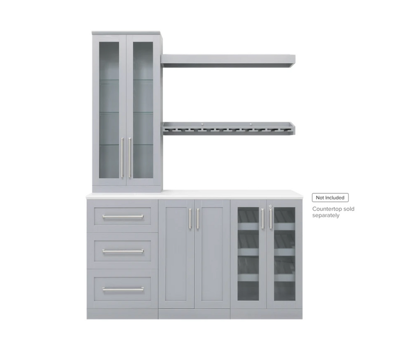 NewAge Products 21" Home Bar 6 Piece Bar Cabinet Set 62520 Beverage Bar Cabinetry with Wine Rack Cabinet