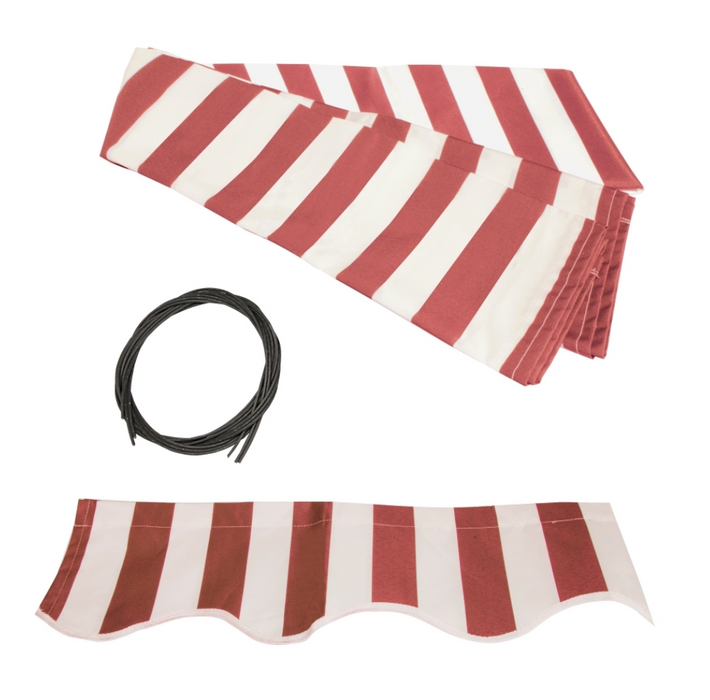 Aleko Half Cassette Motorized Retractable LED Luxury Patio Awning - 20 x 10 Feet - Red And White Stripes
