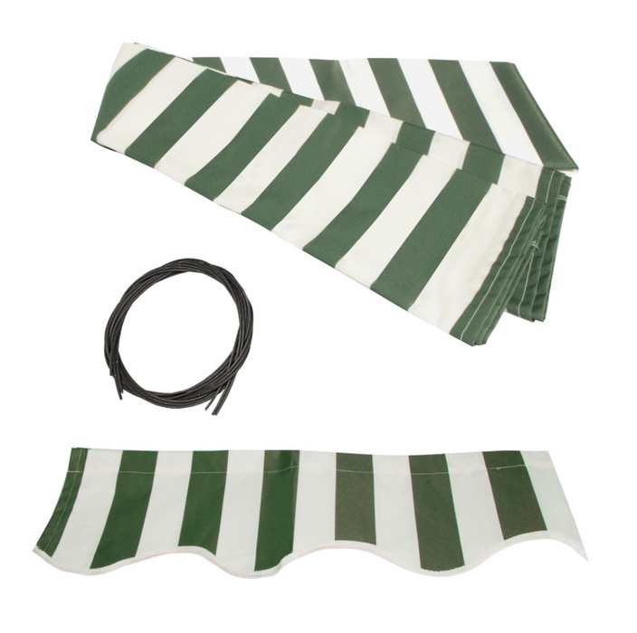 Aleko Half Cassette Motorized Retractable LED Luxury Patio Awning - 16 x 10 Feet - Green And White Stripes
