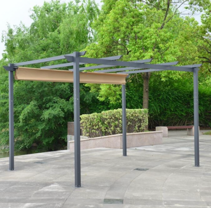 Aleko Aluminum Outdoor Retractable Canopy Pergola - 13 x 10 Ft - Sand Color
