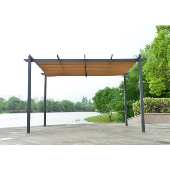 Aleko Aluminum Outdoor Retractable Canopy Pergola - 13 x 10 Ft - Sand Color