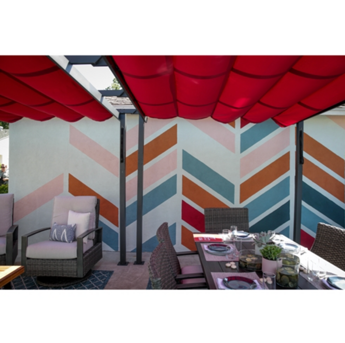 Aleko Aluminum Outdoor Retractable Canopy Pergola - 13 x 10 Ft - Burgundy Color