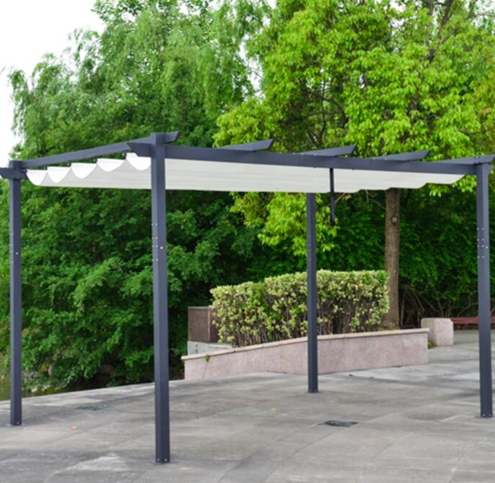 Aleko Aluminum Outdoor Retractable Canopy Pergola - 13 x 10 Ft - Cream White Color