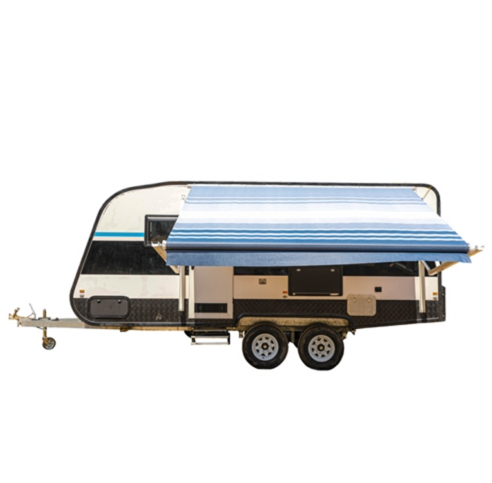 Aleko Products Motorized Retractable RV Awning - 8 x 8 Feet - Blue Striped