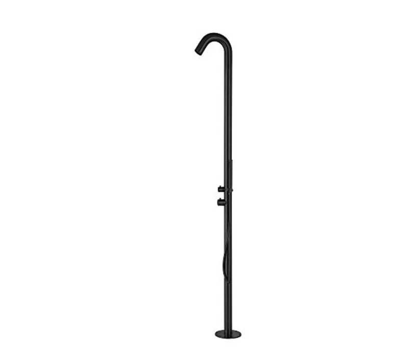 Heatgene Black Stainless Steel Freestanding Outdoor Shower with Handheld Shower for Outside/Swimming Pools