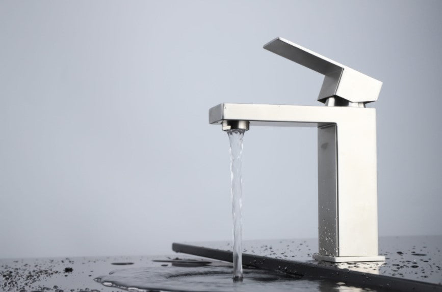 Lexora Monte Stainless Steel Single Hole Bathroom Faucet, Satin Finish