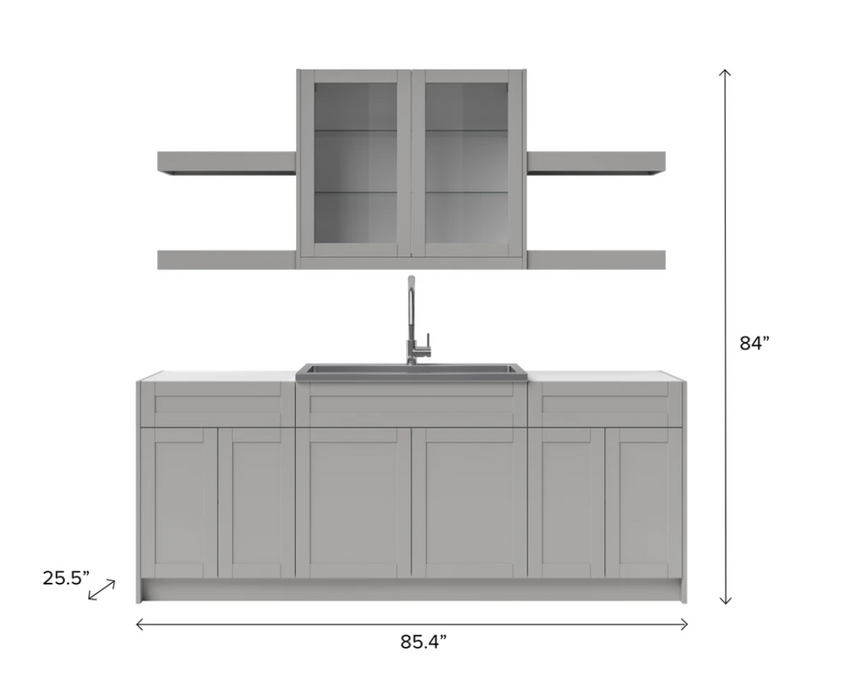 NewAge Home Wet Bar 10 Piece Cabinet Set with Shelves, 36 in. Sink and Faucet - 24 Inch 86284