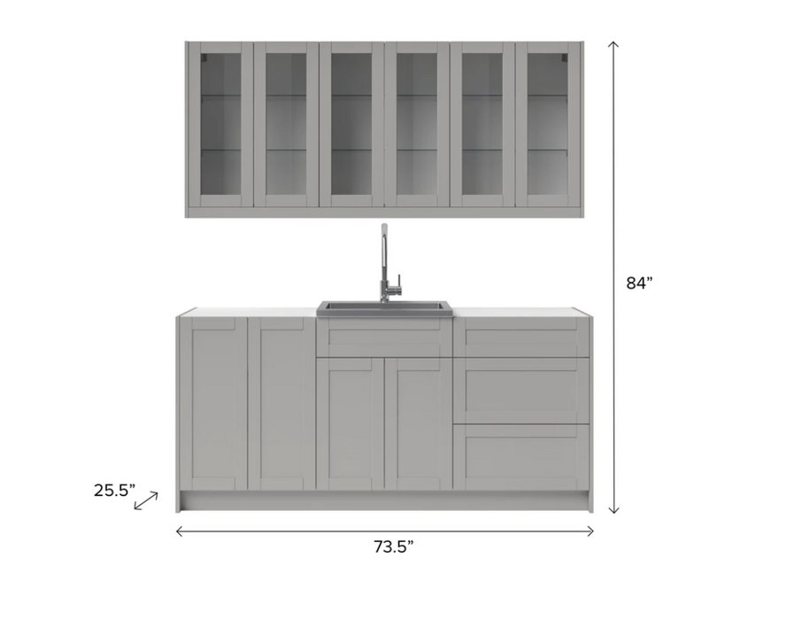 NewAge Home Wet Bar 8 Piece Cabinet Set with 24 in. Sink and Faucet - 24 Inch 86278