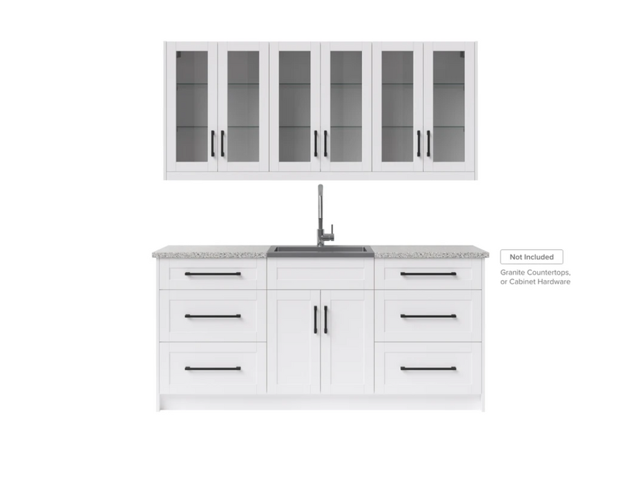 NewAge Home Wet Bar 8 Piece Cabinet Set with Drawer, 24 in. Sink and Faucet - 24 Inch  86279