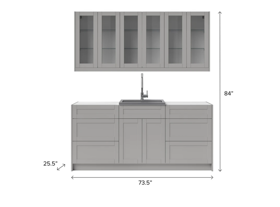 NewAge Home Wet Bar 8 Piece Cabinet Set with Drawer, 24 in. Sink and Faucet - 24 Inch  86279