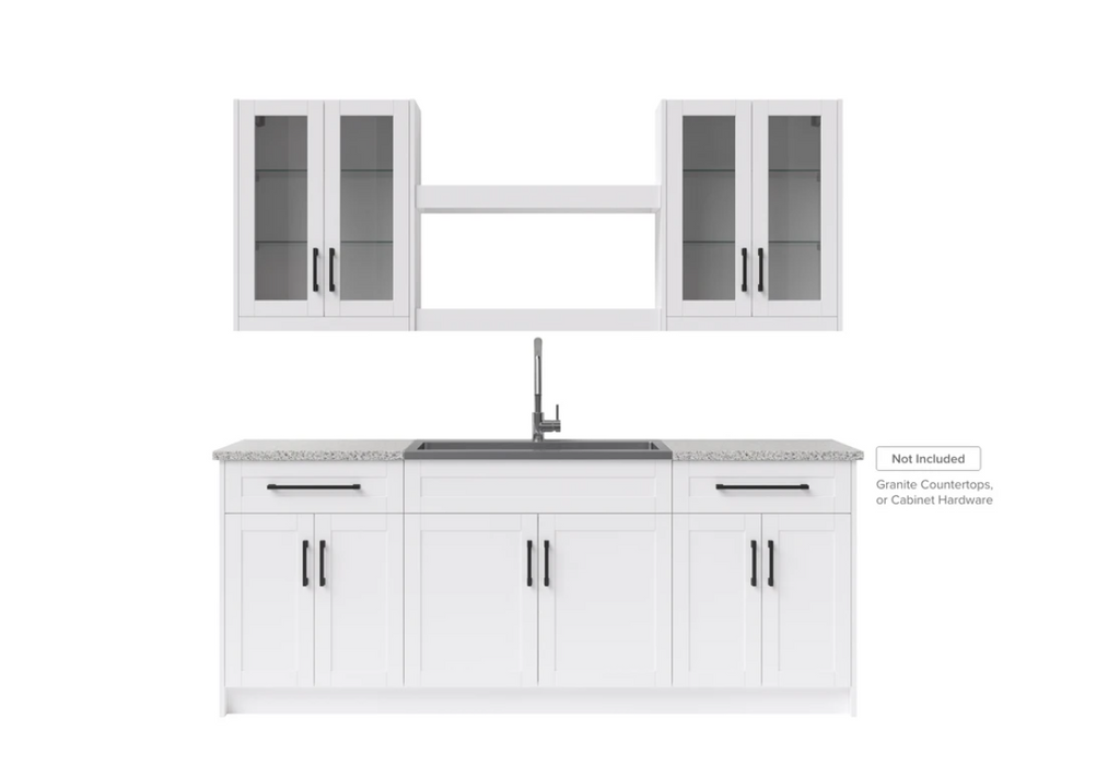 Newage Home Wet Bar 9 Piece Cabinet Set with Shelves, 36 in. Sink and Faucet - 24 Inch 86282