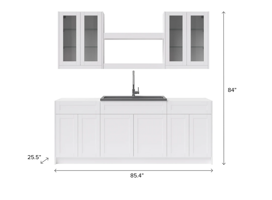 Newage Home Wet Bar 9 Piece Cabinet Set with Shelves, 36 in. Sink and Faucet - 24 Inch 86282