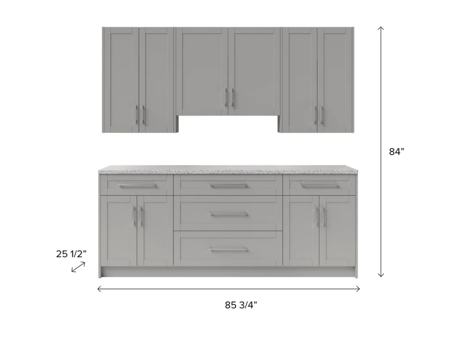 NewAge Home Bar 7 Piece Cabinet Set with Granite Countertop - 24 Inch