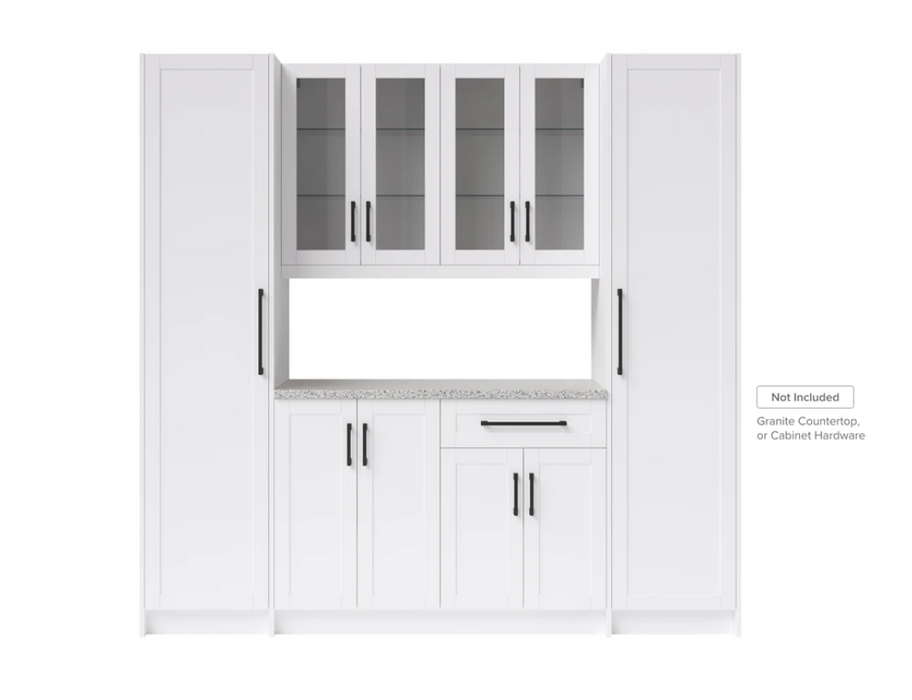 Newage Products Home Bar 6 Piece Cabinet Set with Glass Door, Drawer and Pantry Cabinets - 24 Inch  86275