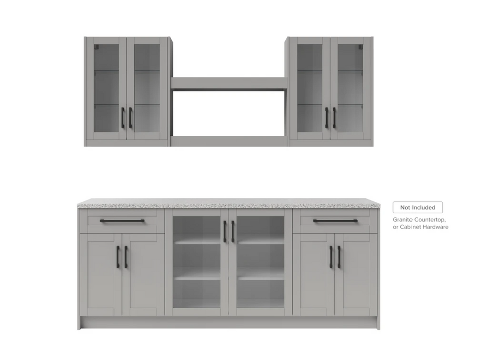 NewAge Home Bar 7 Piece Cabinet Set with Glass Door and Centered Shelves - 24 Inch 86273